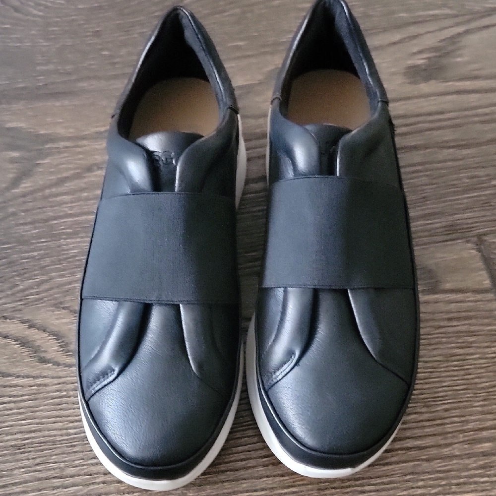 UGG Black Leather Slip-On Sneakers